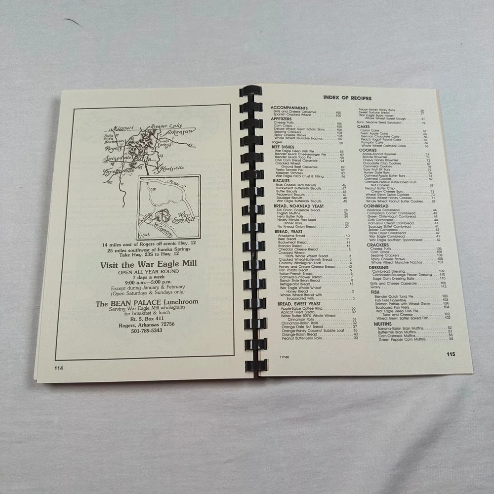 Vintage 86 War Eagle Mill Whole Grain Honey Cookbook Spiral Bound Unique Recipes